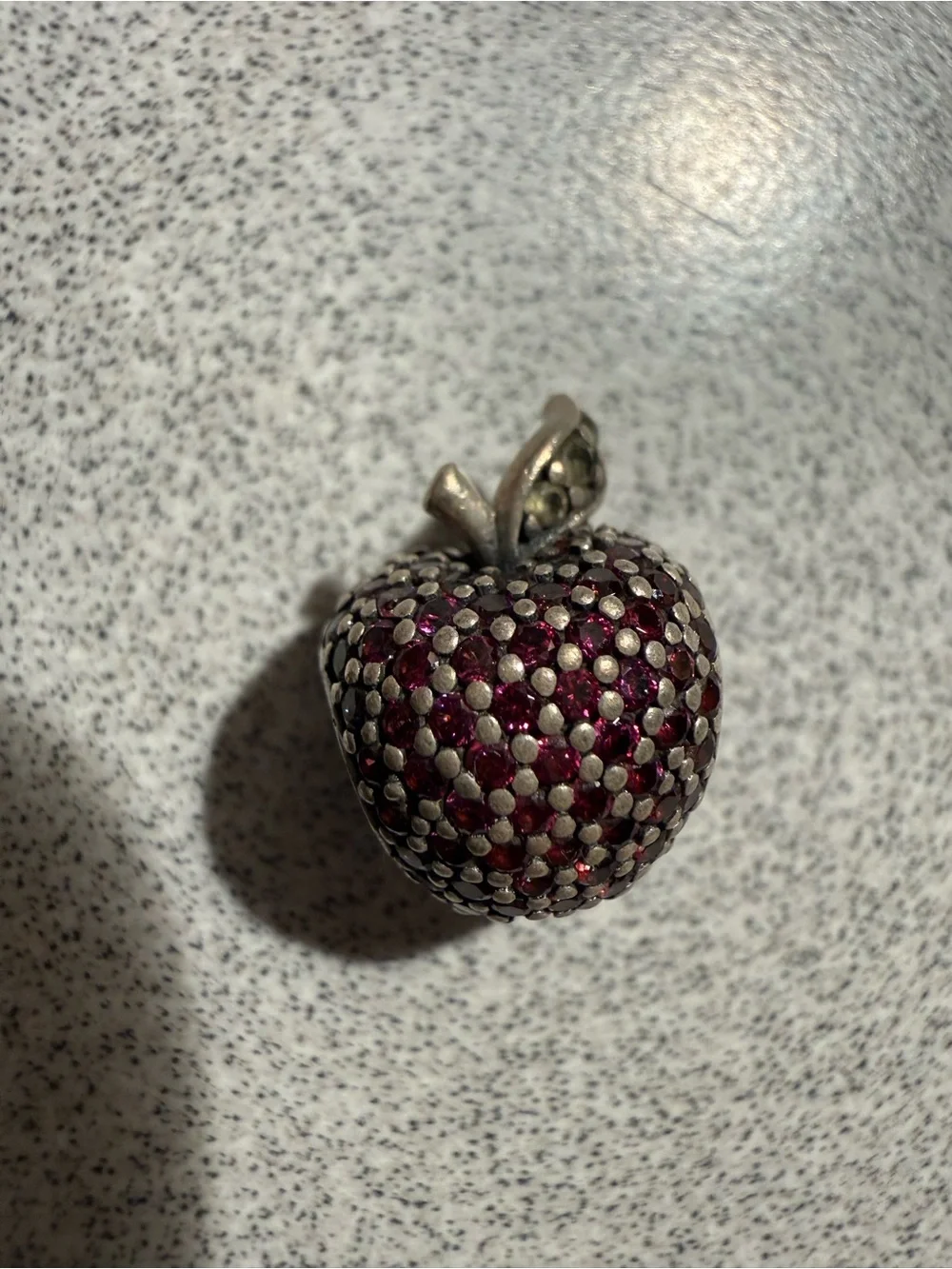 Pandora Silver-Tone Ruby Red Pave Apple charm